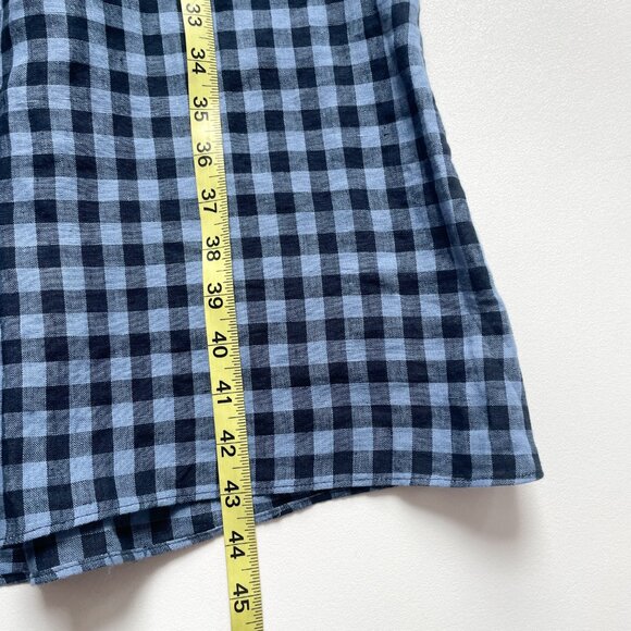Justine Tabak Rye Dress Blue Linen Gingham Size XS - Picture 11 of 13